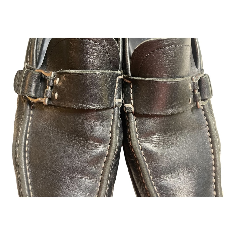 SALVATORE FERRAGAMO Black Leather Driving Mocs Size 9 D - Picture 14 of 16
